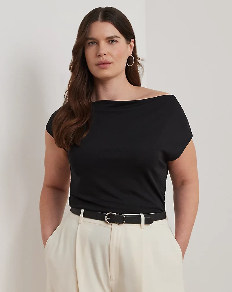 Jersey Asymmetrical Off-the-Shoulder Top
