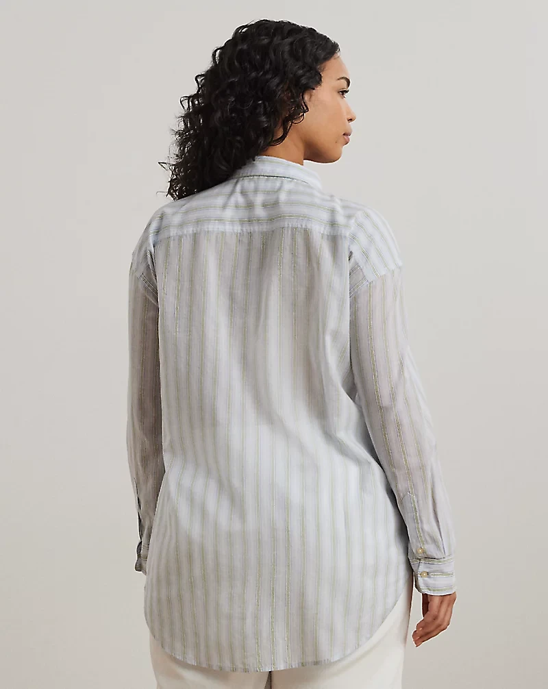 Oversize Striped Cotton Voile Shirt