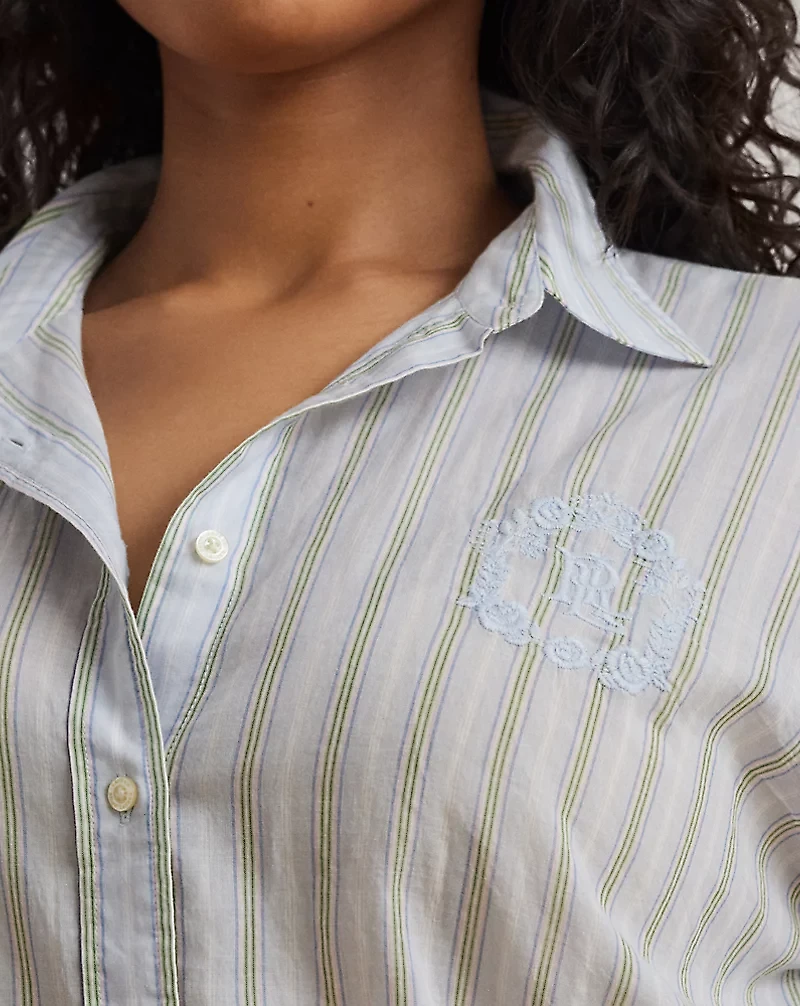 Oversize Striped Cotton Voile Shirt