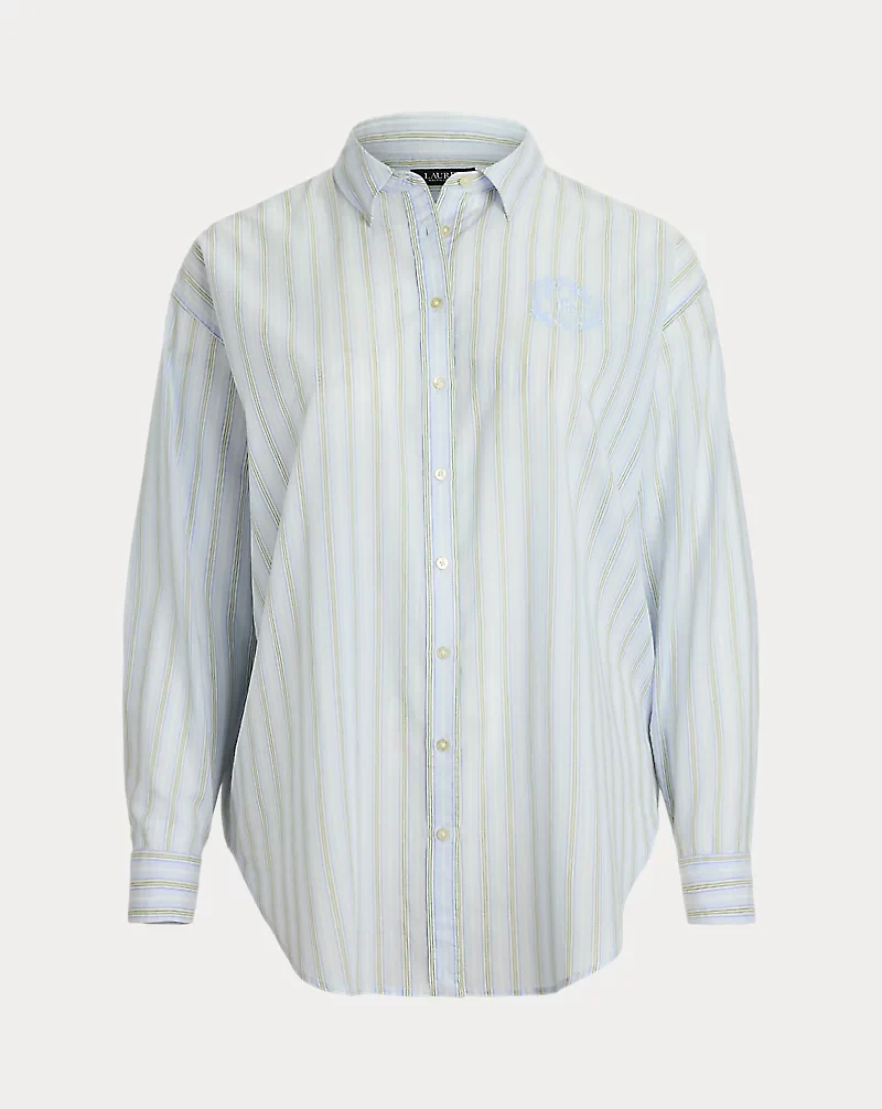 Oversize Striped Cotton Voile Shirt