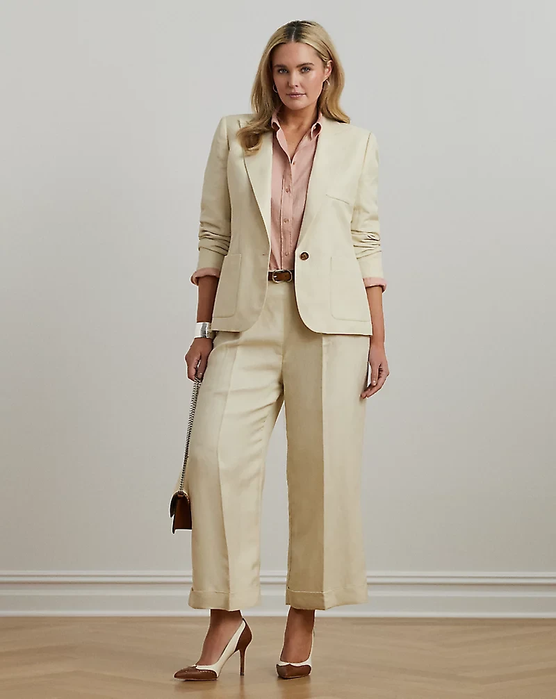 Linen-Blend Twill Blazer