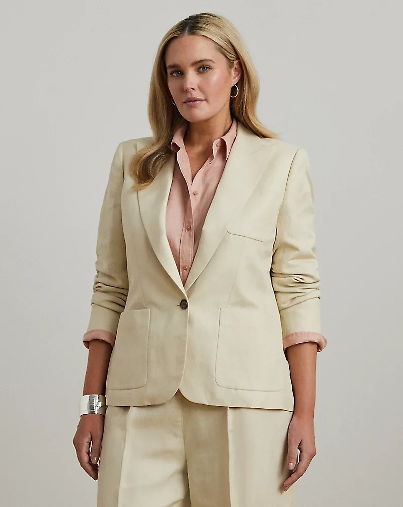 Linen-Blend Twill Blazer