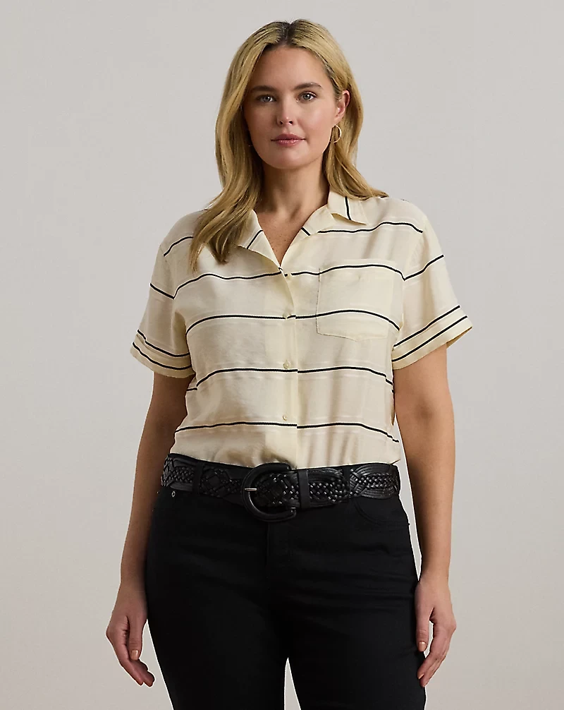 Striped Short-Sleeve Camp Shirt