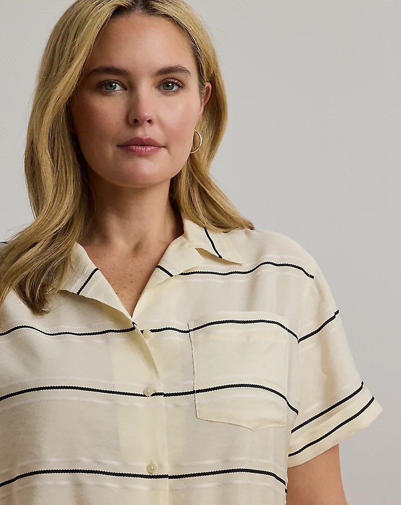 Striped Short-Sleeve Camp Shirt