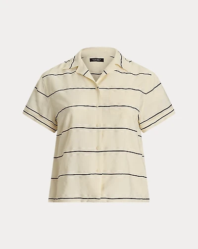 Striped Short-Sleeve Camp Shirt