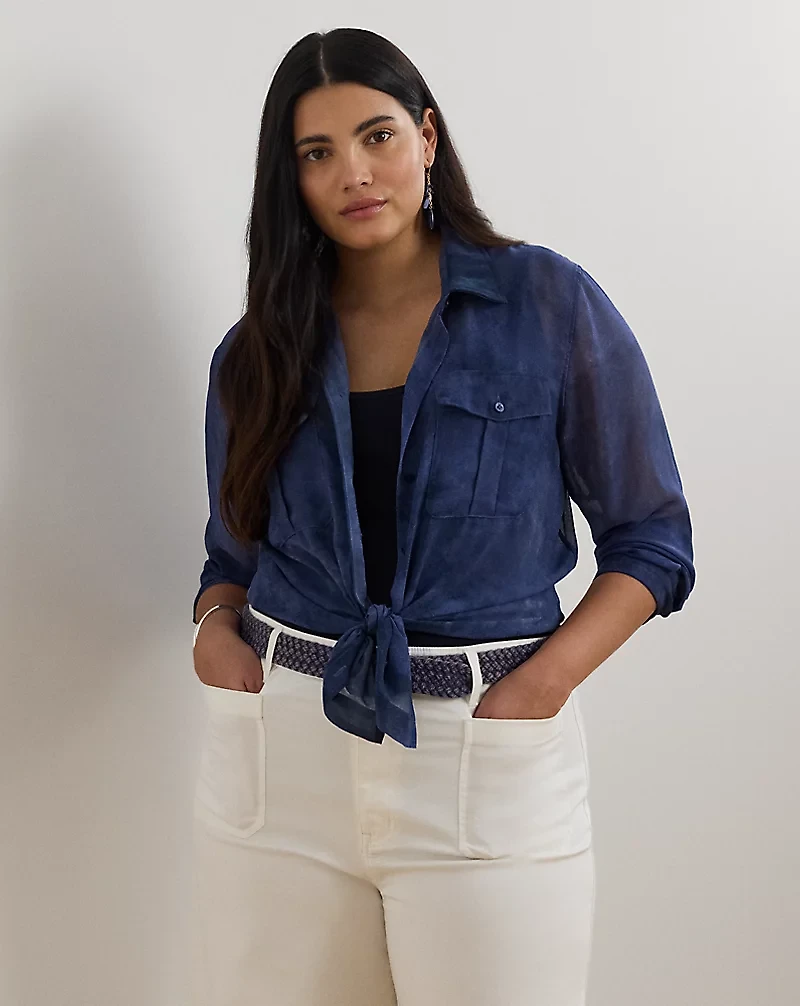 Classic Fit Print Chiffon Shirt