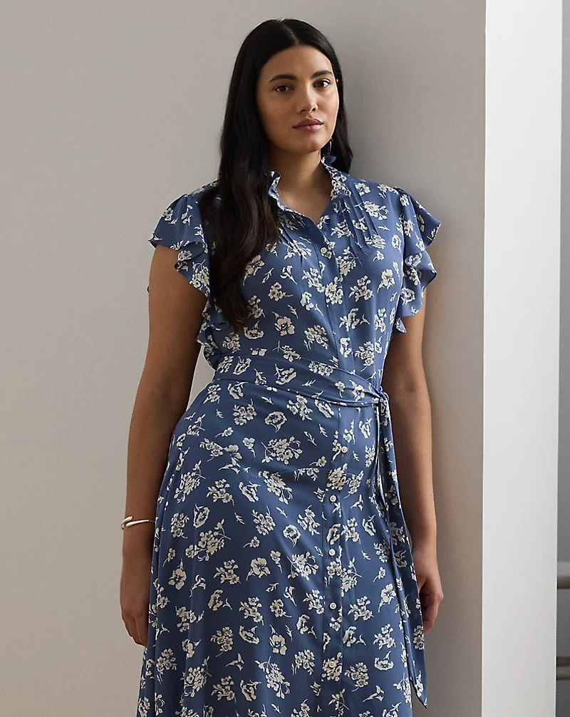 Floral Belted Georgette Shirtdress