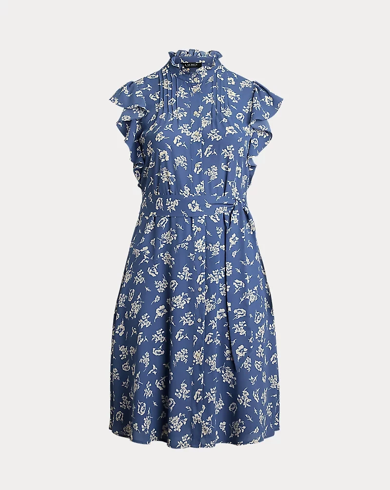 Floral Belted Georgette Shirtdress