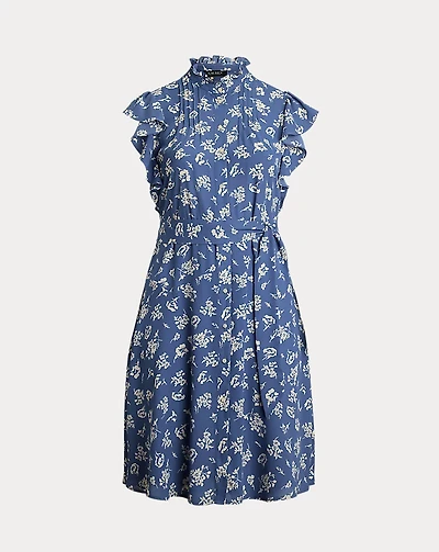Floral Belted Georgette Shirtdress