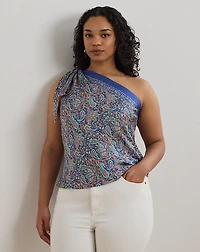 Paisley Twill One-Shoulder Blouse