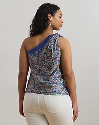 Paisley Twill One-Shoulder Blouse