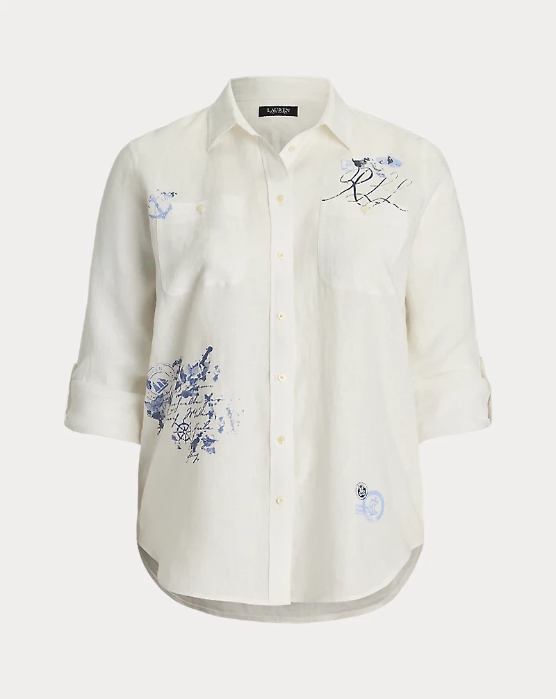 Relaxed Fit Print Roll-Tab Sleeve Shirt