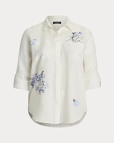 Relaxed Fit Print Roll-Tab Sleeve Shirt