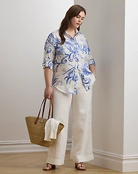 Relaxed Fit Paisley Linen Shirt