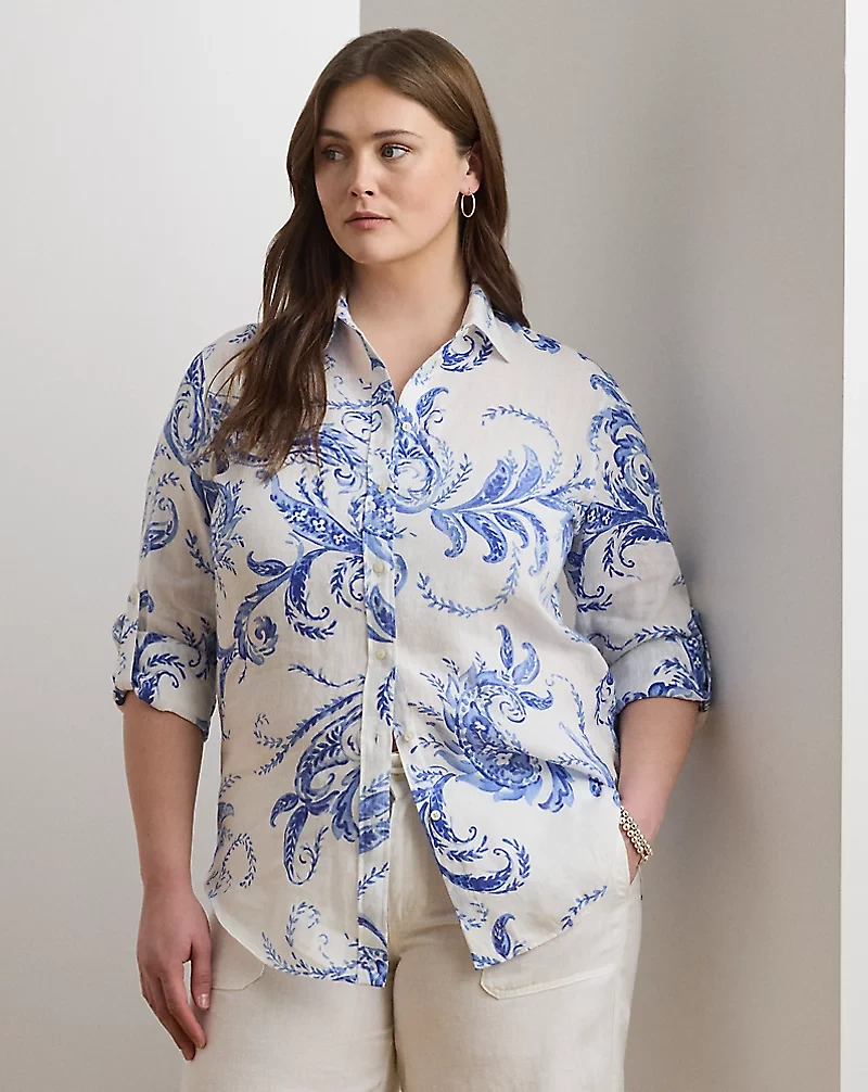 Relaxed Fit Paisley Linen Shirt