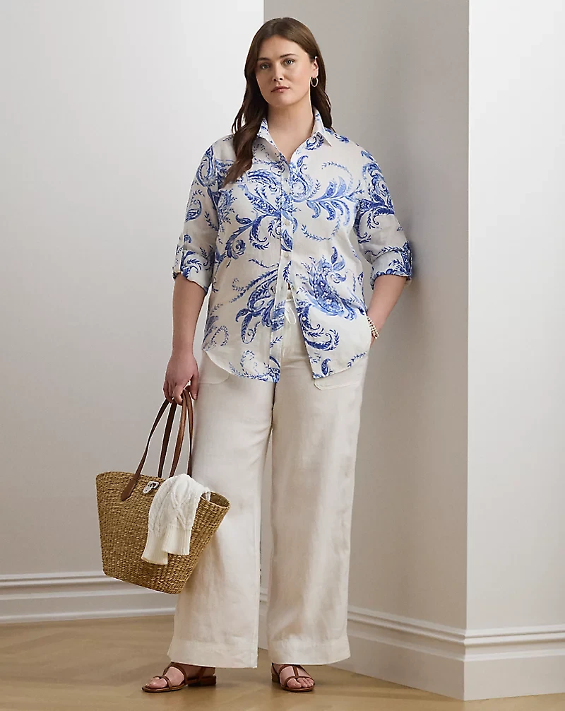 Relaxed Fit Paisley Linen Shirt
