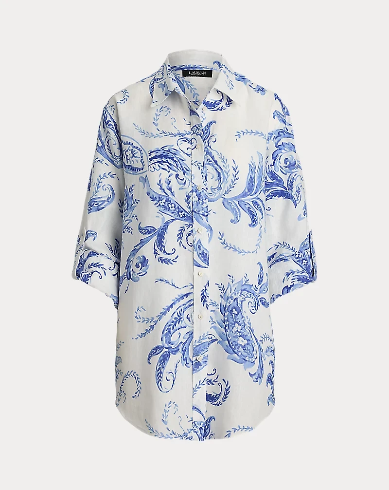 Relaxed Fit Paisley Linen Shirt