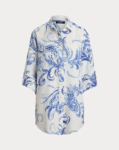 Relaxed Fit Paisley Linen Shirt