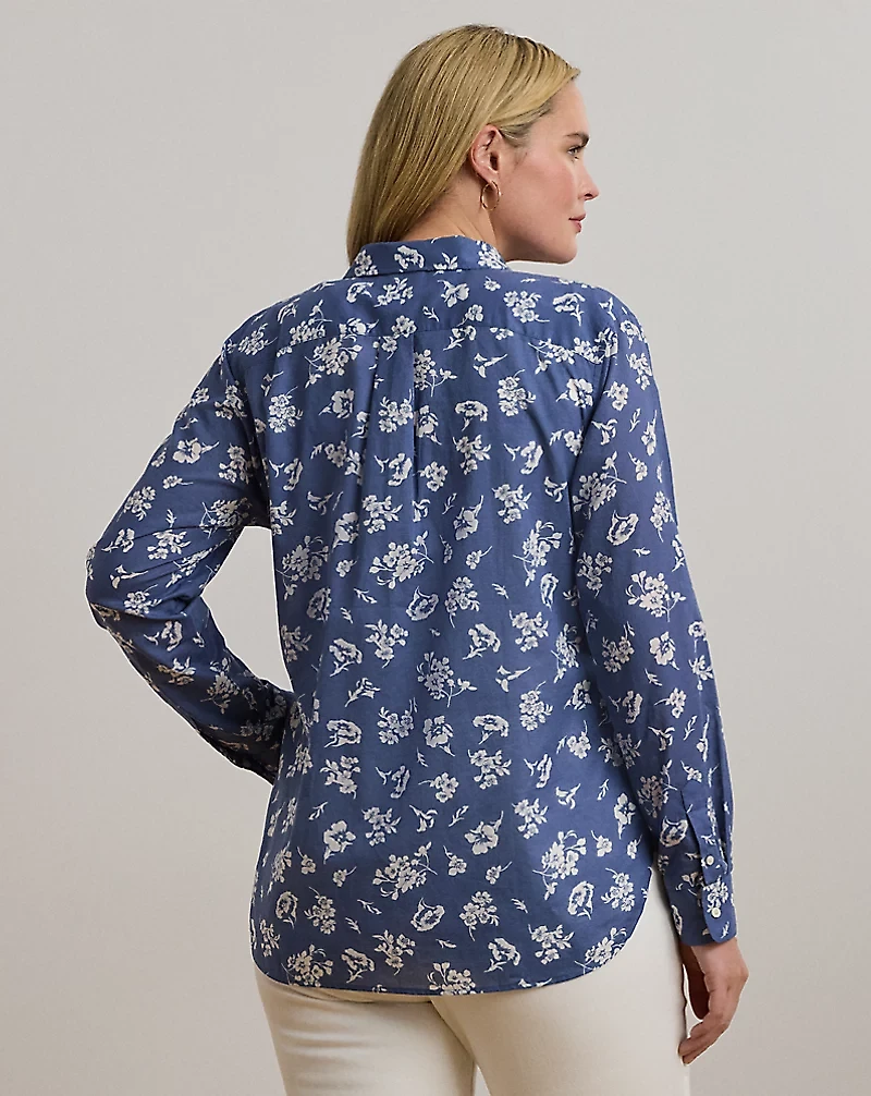 Classic Fit Floral Cotton Voile Shirt