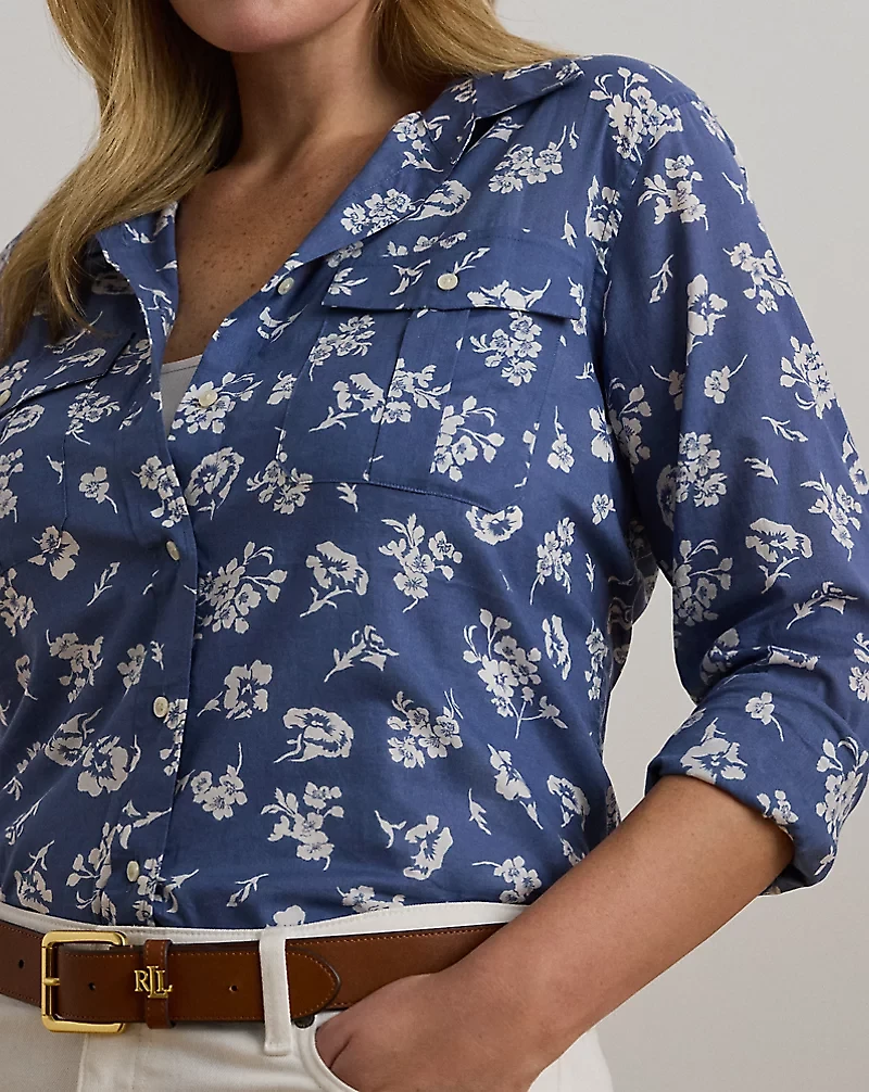 Classic Fit Floral Cotton Voile Shirt