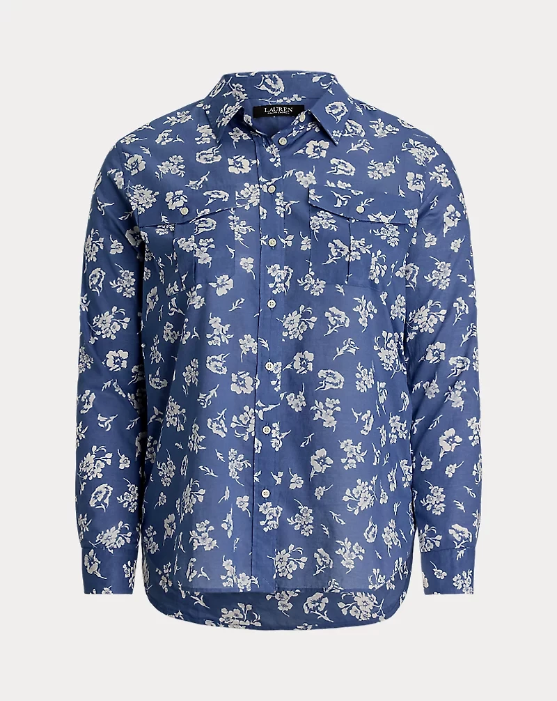 Classic Fit Floral Cotton Voile Shirt