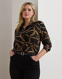 Classic Fit Belting-Print Crepe Shirt