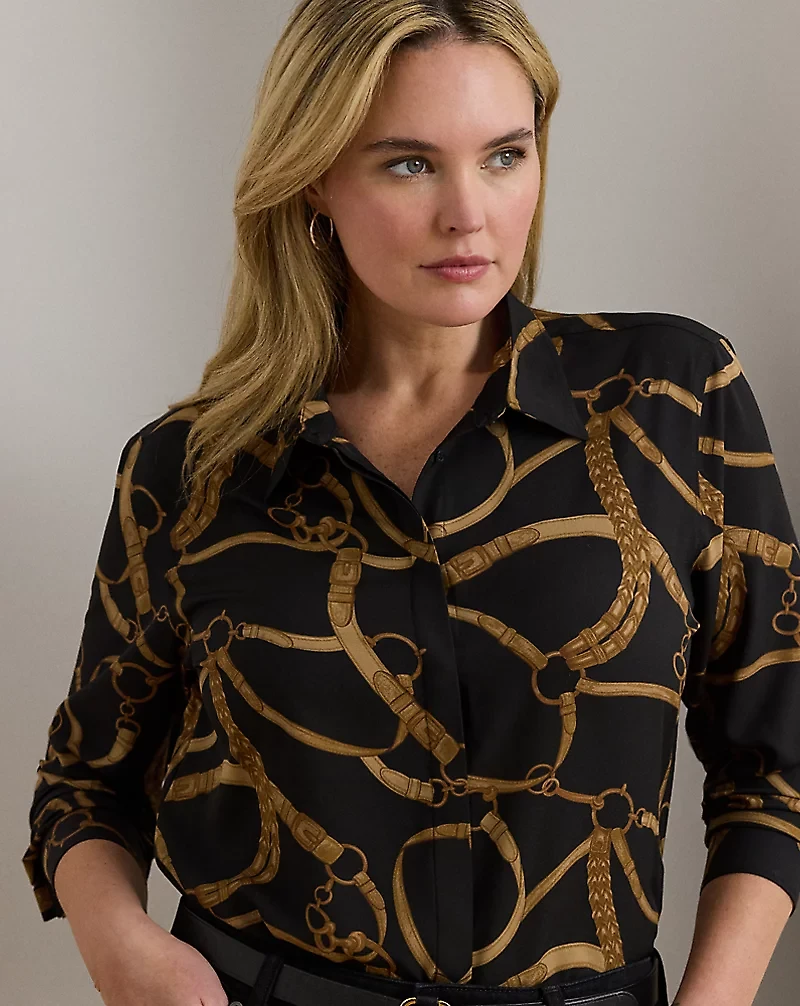 Classic Fit Belting-Print Crepe Shirt