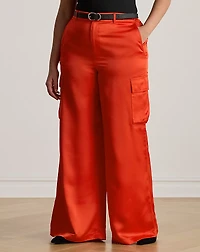 Satin Charmeuse Wide-Leg Cargo Pant