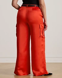 Satin Charmeuse Wide-Leg Cargo Pant