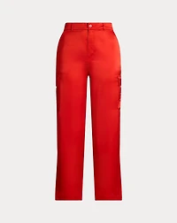 Satin Charmeuse Wide-Leg Cargo Pant