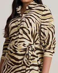 Zebra-Print Tie-Front Crepe Shirtdress