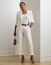 Pleated Linen-Blend Twill Wide-Leg Pant