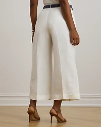 Pleated Linen-Blend Twill Wide-Leg Pant