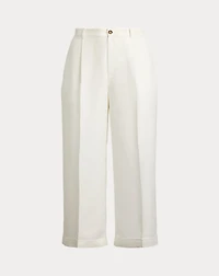 Pleated Linen-Blend Twill Wide-Leg Pant