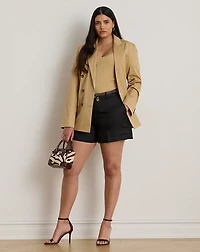 Pleated Linen-Blend Twill Short