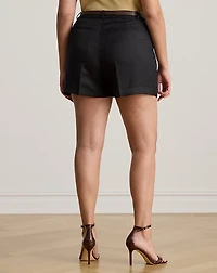 Pleated Linen-Blend Twill Short
