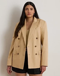 Double-Breasted Cotton Twill Blazer