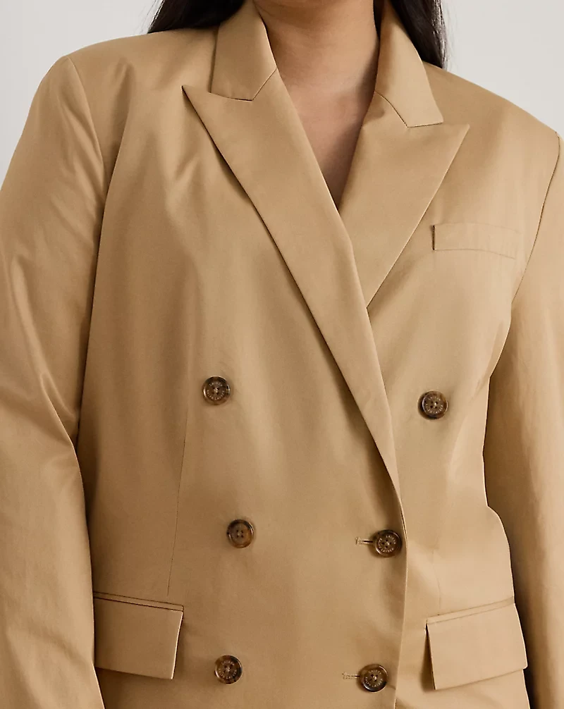 Double-Breasted Cotton Twill Blazer