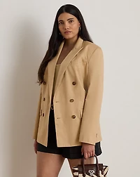 Double-Breasted Cotton Twill Blazer