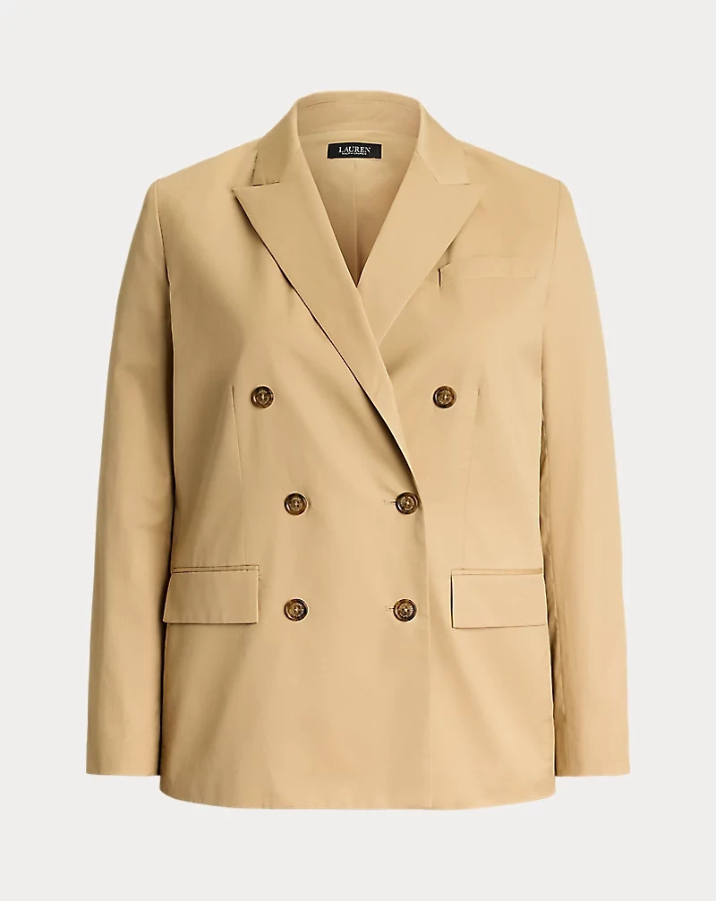 Double-Breasted Cotton Twill Blazer