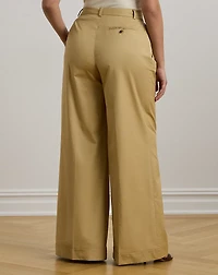 Pleated Cotton Twill Wide-Leg Pant