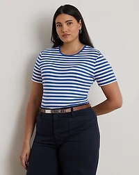 Striped Stretch Cotton Crewneck Tee