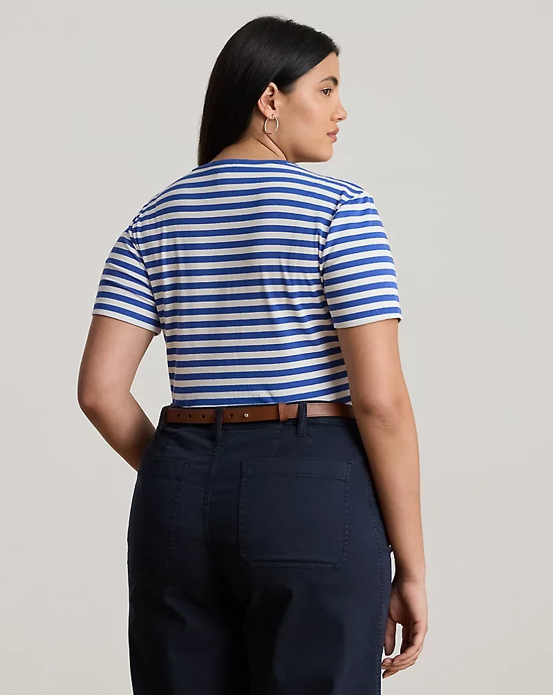 Striped Stretch Cotton Crewneck Tee