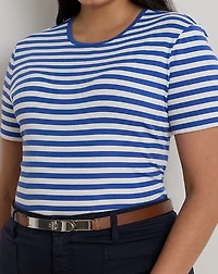 Striped Stretch Cotton Crewneck Tee