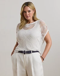 Geo-Motif Mesh Short-Sleeve Sweater
