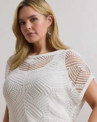 Geo-Motif Mesh Short-Sleeve Sweater