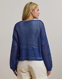 Pointelle-Knit Linen-Blend Sweater