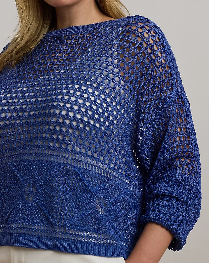 Pointelle-Knit Linen-Blend Sweater