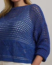 Pointelle-Knit Linen-Blend Sweater