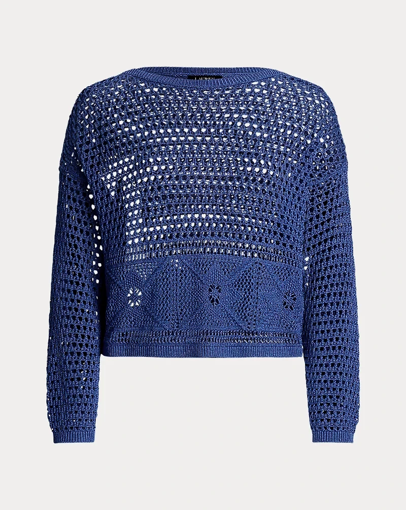 Pointelle-Knit Linen-Blend Sweater